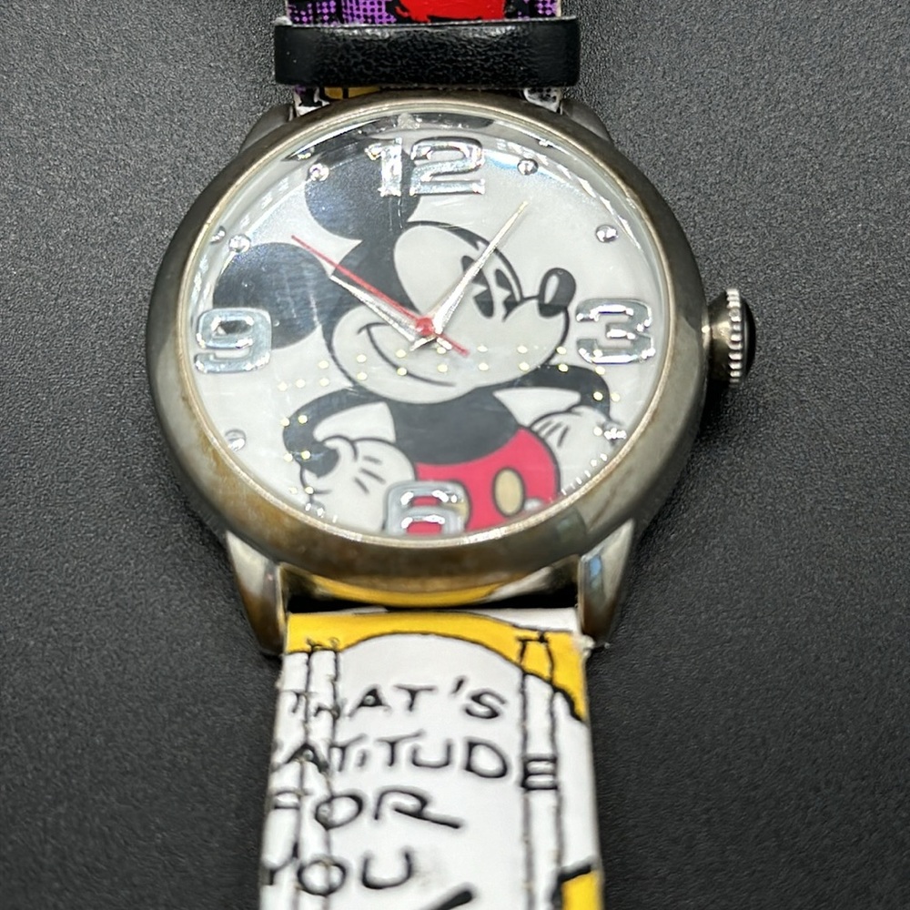 Disney Mickey Mouse Watch comic strip strap stainless steel back